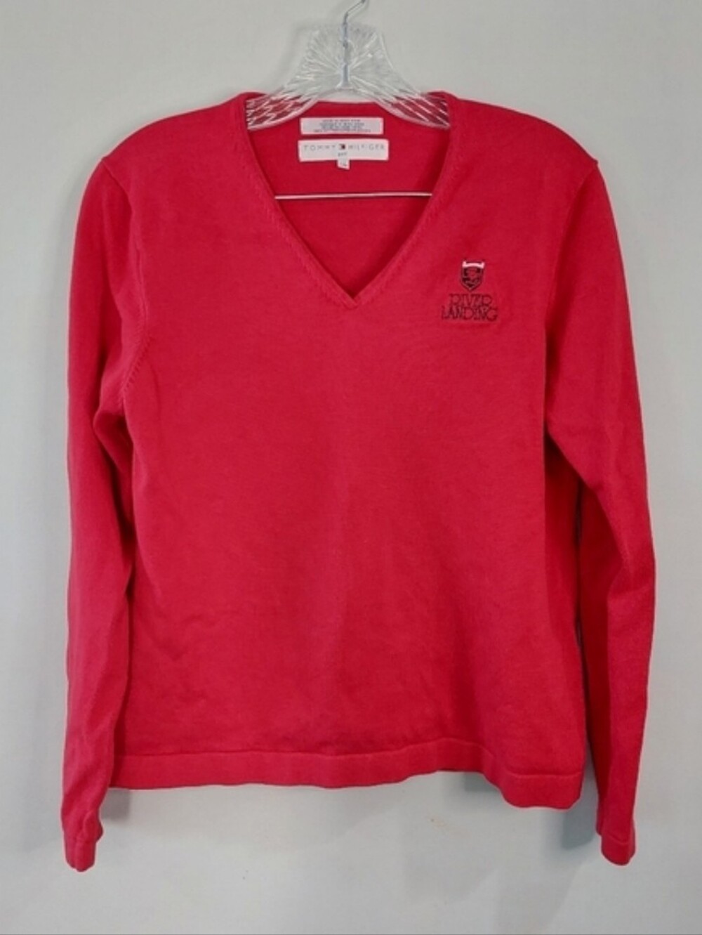 Tommy Hilfiger golf Women's vintage sweater red long sleeve vneckRiver Land
